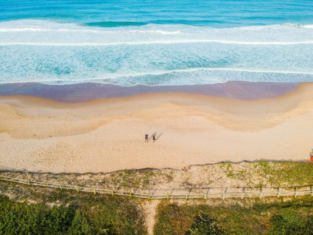 Imagem aérea da Praia do Ervino, em São Francisco do Sul
